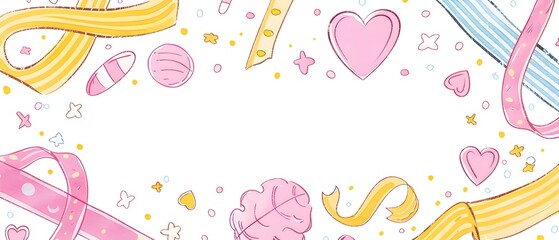 Doodle Page Print Border Design with Blank Space for World Cancer Day and Childhood Cancer Awareness Month Message