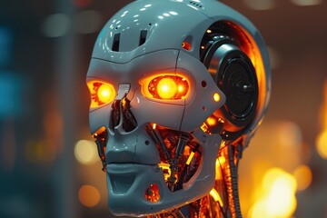 Cybernetic Menace: AI's Piercing Glare