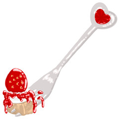 spoon with strawberry shortcake 