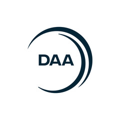 DAA logo. D A A design. White DAA letter. DAA, D A A letter logo design. D A A letter logo design in FIVE, FOUR, THREE, style. letter logo set in one artboard. D A A letter logo vector design.	
