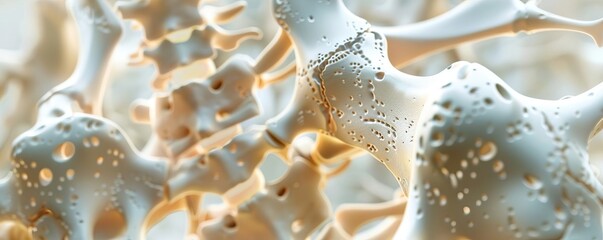 A conceptual illustration depicting unbreakable joints, contrasting strong joint structures against the fragile bone density characteristic of osteoporosis