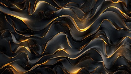 Obraz premium Modern Black and Gold Flowing Lines