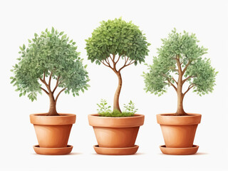 green plants in pots