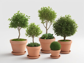 green plants in pots