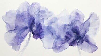 Delicate beauty. Violet orchids with translucent petals isolated on white background. 