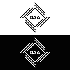 DAA logo. D A A design. White DAA letter. DAA, D A A letter logo design. D A A letter logo design in FIVE, FOUR, THREE, style. letter logo set in one artboard. D A A letter logo vector design.	
