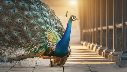 peacock with feathers
