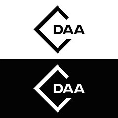 DAA logo. D A A design. White DAA letter. DAA, D A A letter logo design. D A A letter logo design in FIVE, FOUR, THREE, style. letter logo set in one artboard. D A A letter logo vector design.	
