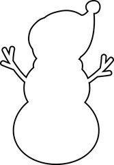 Winter snowman outline vector.