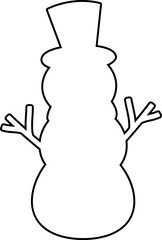 Winter snowman outline vector.