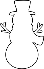 Winter snowman outline vector.