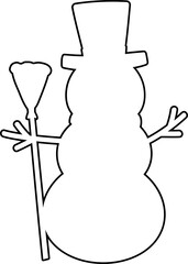 Winter snowman outline vector.