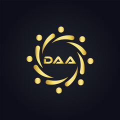 DAA logo. D A A design. White DAA letter. DAA, D A A letter logo design. D A A letter logo design in FIVE, FOUR, THREE, style. letter logo set in one artboard. D A A letter logo vector design.	
