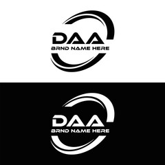 DAA logo. D A A design. White DAA letter. DAA, D A A letter logo design. D A A letter logo design in FIVE, FOUR, THREE, style. letter logo set in one artboard. D A A letter logo vector design.	
