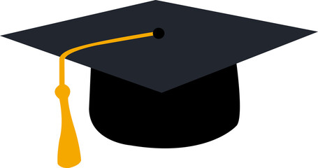 Graduation cap clip art design on plain white transparent isolated background for card, shirt, hoodie, sweatshirt, apparel, tag, mug, icon, poster or badge