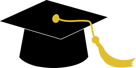 Graduation cap clip art design on plain white transparent isolated background for card, shirt, hoodie, sweatshirt, apparel, tag, mug, icon, poster or badge