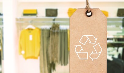 clothing tag recycle icon in big shop
