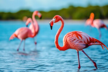 Serene Flamingos in Bonaire's Coastal Refuge