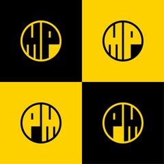 Simple MP and PM Letters Circle Logo Set, suitable for business with MP and PM initials