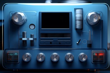 Fototapeta premium Artistic minimal digital painting of a smart home water control panel, close-up on usage efficiency graphics in blues and grays