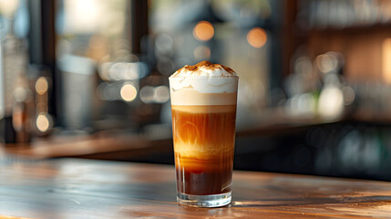 photo of a coldbrew with sweet cold foam on a table