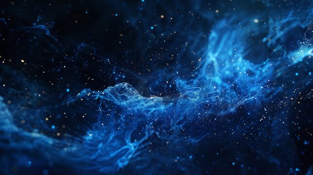 Ethereal blue waves abstract background in high definition