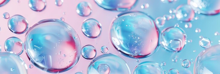 Glossy Liquid Bubbles on Surface Background for Beauty Products Generative AI