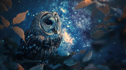 owl amidst dense foliage, exuding an air of mystery and intrigue