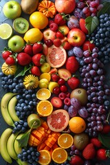 A variety of fruits arranged in a visually appealing way.