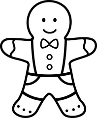 Gingerbread man cookie line vector