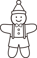Gingerbread man cookie line vector