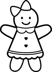 Gingerbread man cookie line vector