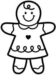 Gingerbread man cookie line vector
