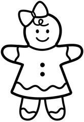 Gingerbread man cookie line vector