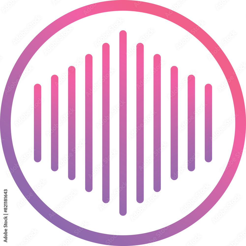 Poster colorful gradient icon with sound wave pattern in a circular frame, ideal for audio apps