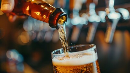 A person is pouring beer into a glass