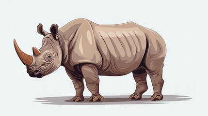 Fototapeta premium rhinoceros solitary against a stark white background