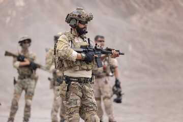 Group of soldier patrol patrols in afghanistan