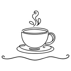Coffee to go. Cup of coffee Continuous one line drawing. Line sketch vector illustration
