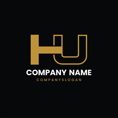 Letter HU initial logo design 