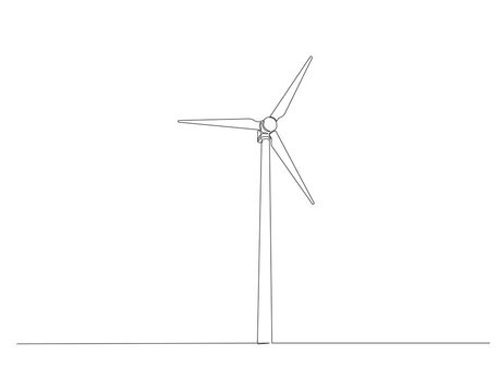 recommend clip art: Continuous one line drawing of wind turbine. One line drawing illustration of windmill energy. Generator machine concept continuous line art. Editable outline.
                    