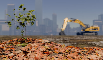 Green in the big city, concept for green building and sustainable development - 3d illustration