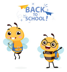 Back to school Cute Bee Cartoon 