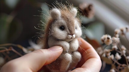 A needle felting artist sculpting wool into adorable creatures