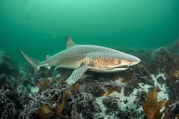 Greenland Shark in Arctic Waters. Created with Generative AI.