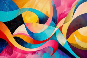 colorful vibrant abstract art with geometric shapes  in expressionist style