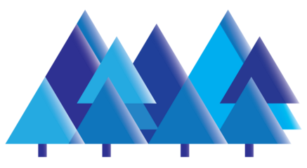 Christmas trees PNG, conical trees on snow, winter, and summer, blue and green color, silhouette Christmas trees vector stylized simple symbols, Seamless pattern,