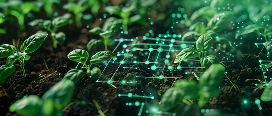The use of artificial intelligence in agriculture in the concept, Drone technology, machinery for sustainable agriculture, maintaining a green world
