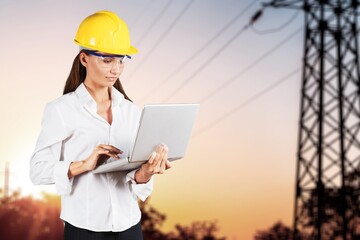 electrical engineers check location at a power station