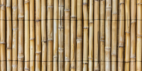 Fototapeta premium Light brown bamboo poles together as a wall background texture 